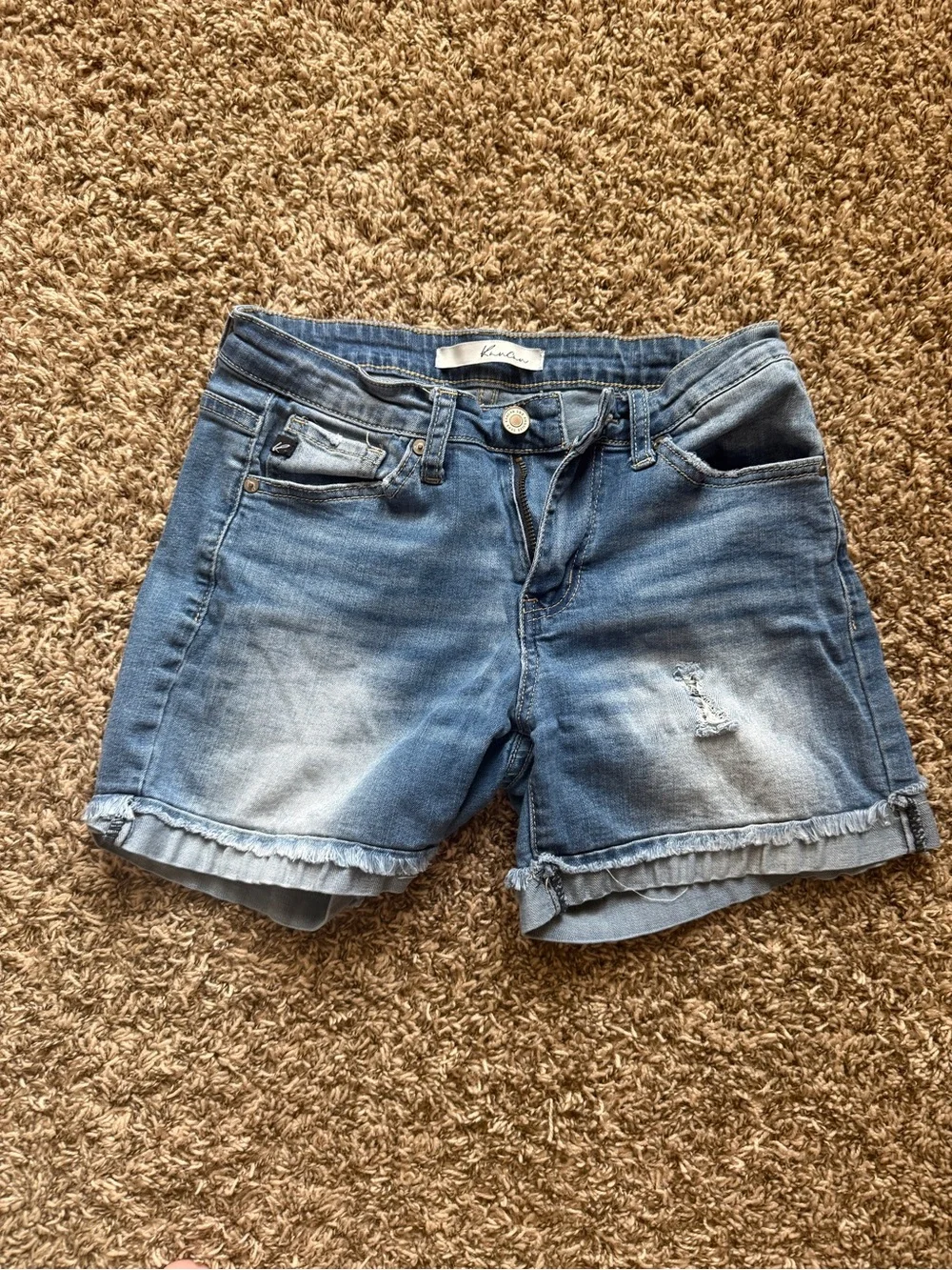 KanCan Blue Distressed Denim Shorts